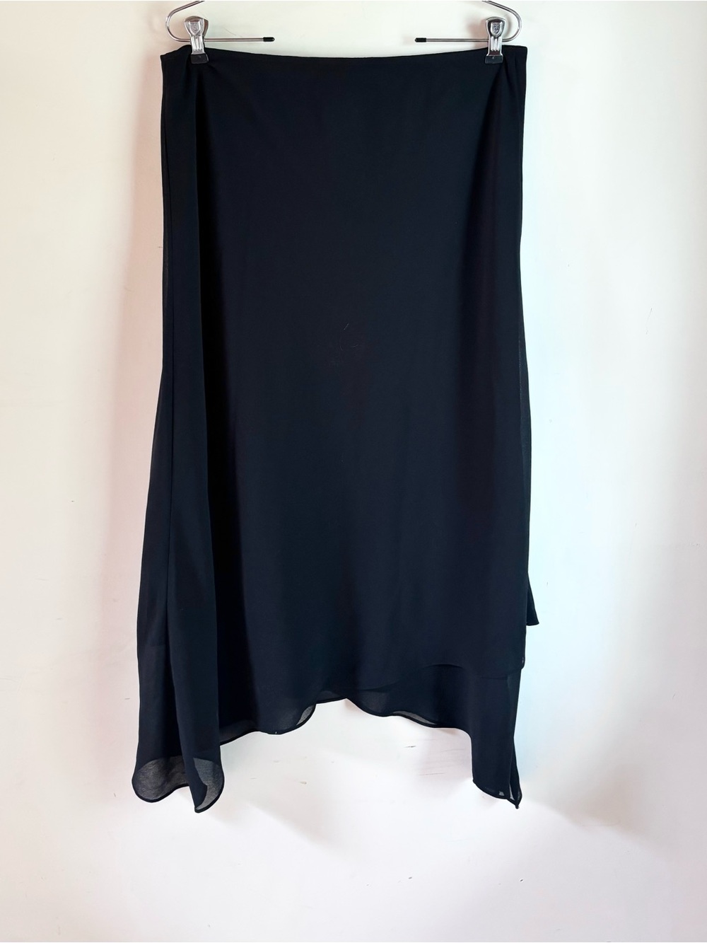 Joseph Ribkoff Black Asymmetric Layered Midi Skirt